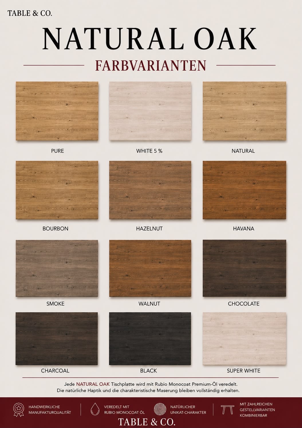 natural oak eichentische esstische farben